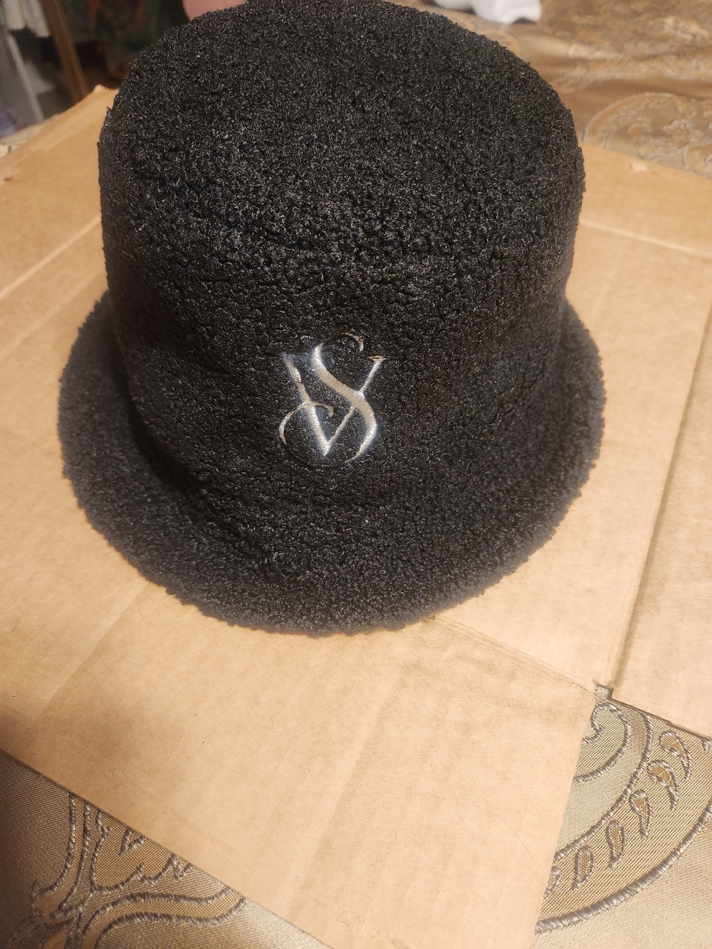 Victoria's Secret Black Fleece Bucket Hat with VS Logo